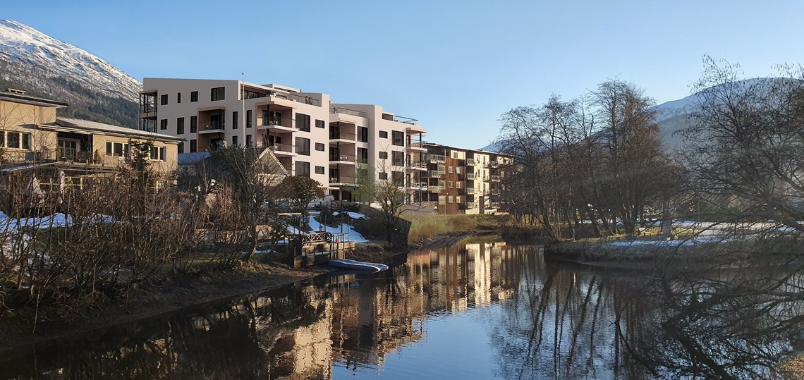 Illustrasjon av prosjektet sett frå gangbrua