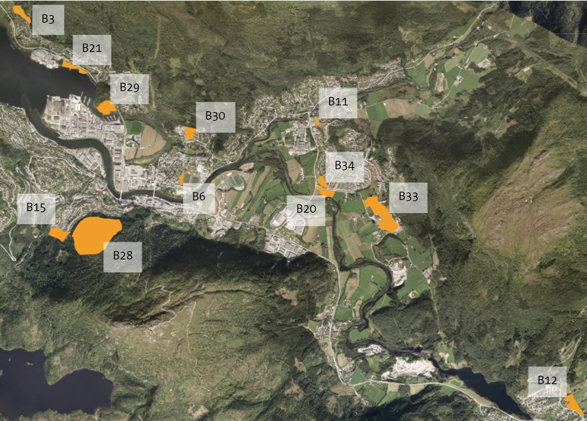 Oversikt over område for utgreiing