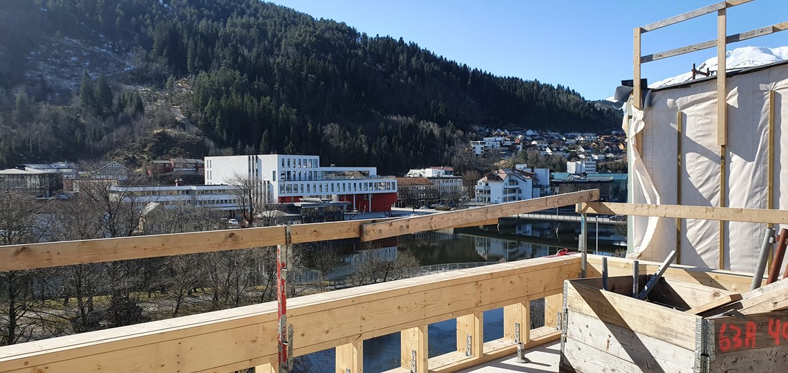 Utsikt frå felles takterasse